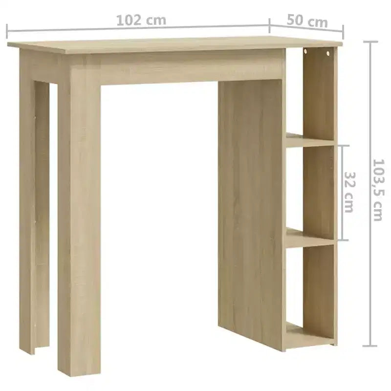Table de bar avec étagère en bois composite, pour salle à manger