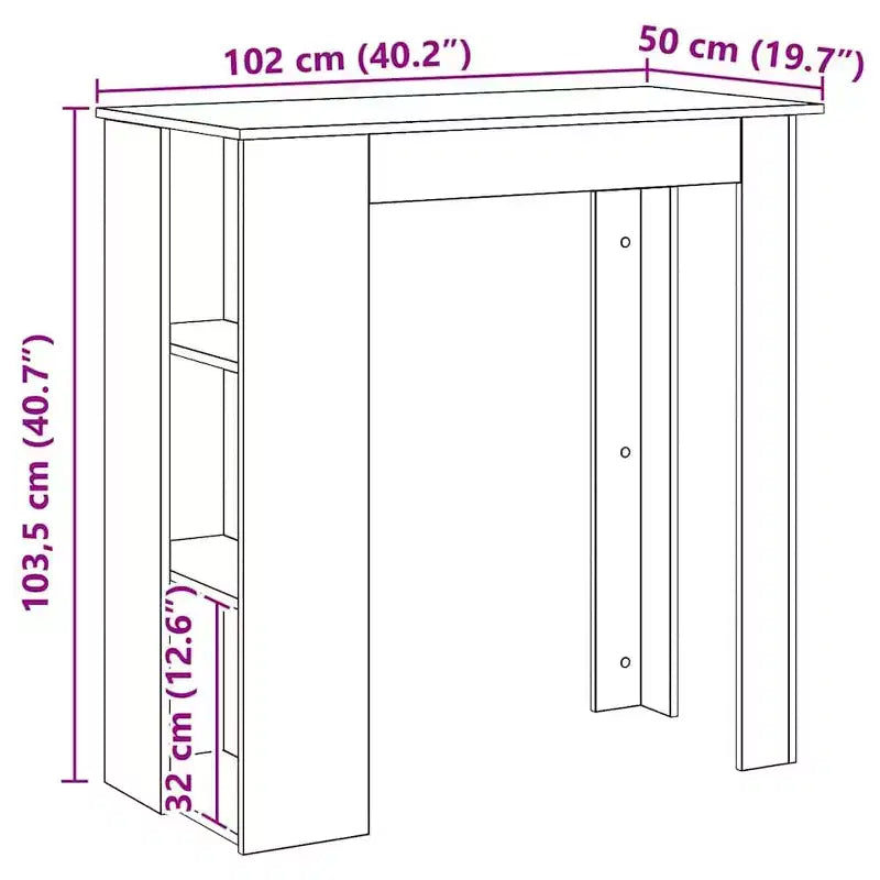 Table de bar avec étagère en bois composite, pour salle à manger