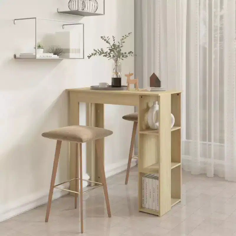 Table de bar avec étagère en bois composite, pour salle à manger