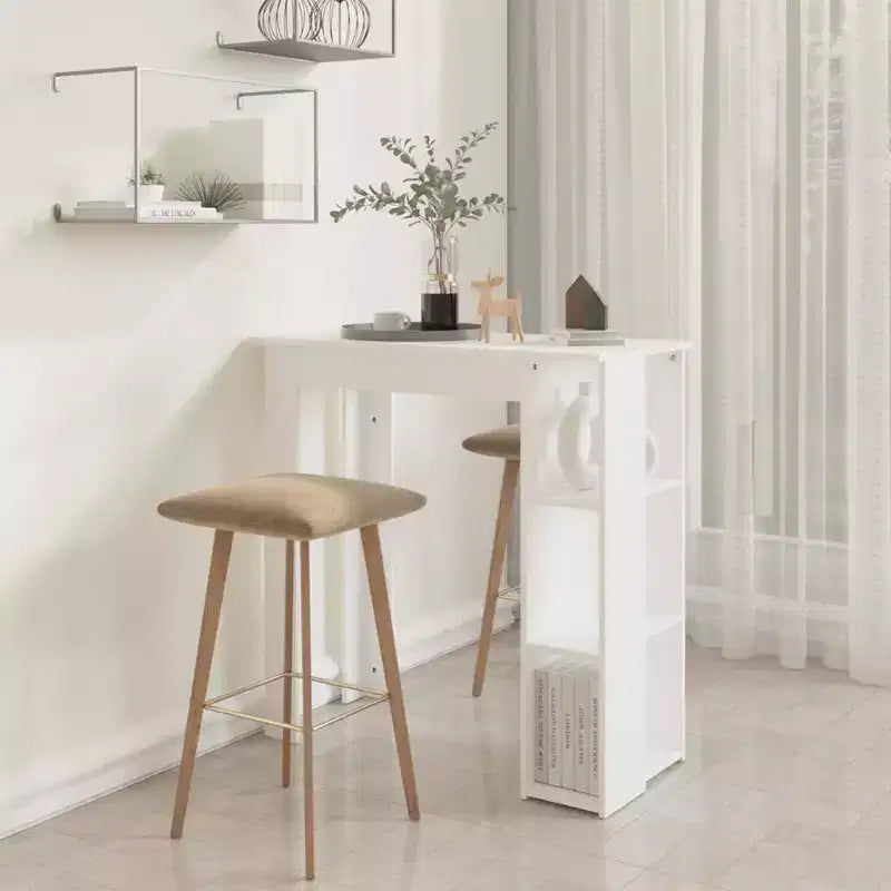 Table de bar avec étagère en bois composite, pour salle à manger