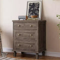 4-Drawer Vintage Dresser with Tapered Legs, Grey Wood Chest of Drawers for Bedroom, Living Room