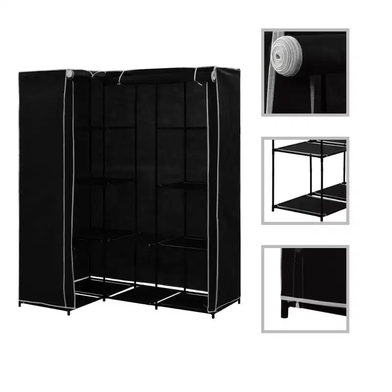 vidaXL Closet Corner Wardrobe Bedroom Closet Freestanding Clothing Rack Rail