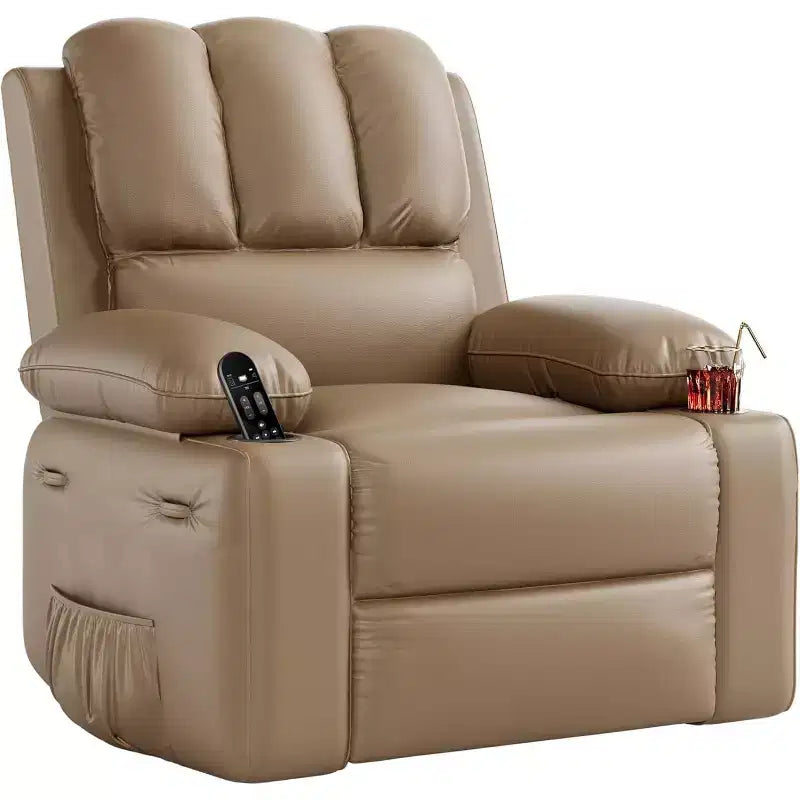 Fauteuil inclinable pivotant et basculant de 56 cm, fauteuil inclinable paresseux en cuir PU avec éponge 1,5X