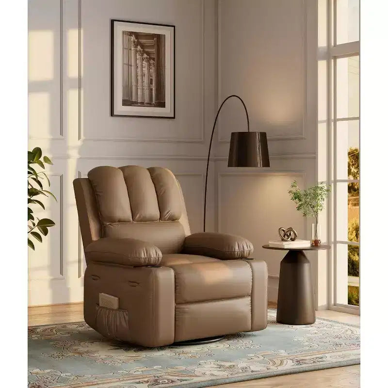 Fauteuil inclinable pivotant et basculant de 56 cm, fauteuil inclinable paresseux en cuir PU avec éponge 1,5X