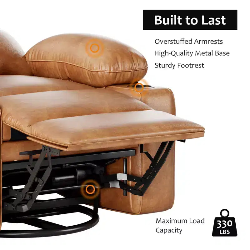Fauteuil inclinable pivotant et basculant de 56 cm, fauteuil inclinable paresseux en cuir PU avec éponge 1,5X