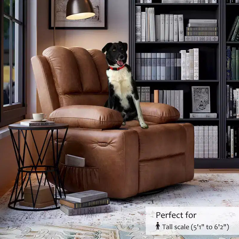Fauteuil inclinable pivotant et basculant de 56 cm, fauteuil inclinable paresseux en cuir PU avec éponge 1,5X