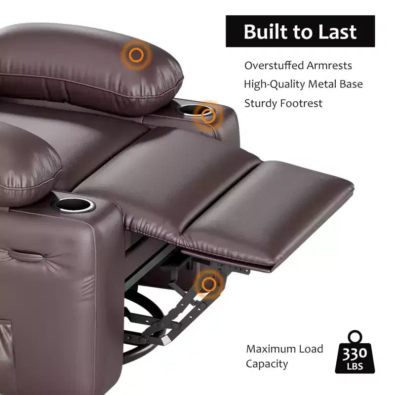 Fauteuil inclinable pivotant et basculant de 56 cm, fauteuil inclinable paresseux en cuir PU avec éponge 1,5X