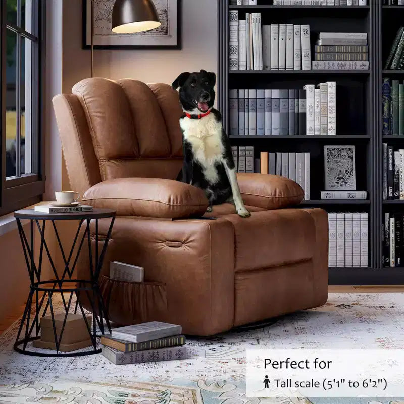 Fauteuil inclinable pivotant et basculant de 56 cm, fauteuil inclinable paresseux en cuir PU avec éponge 1,5X
