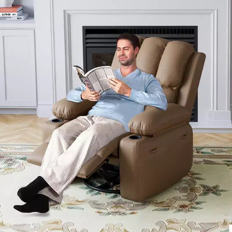 Fauteuil inclinable pivotant et basculant de 56 cm, fauteuil inclinable paresseux en cuir PU avec éponge 1,5X