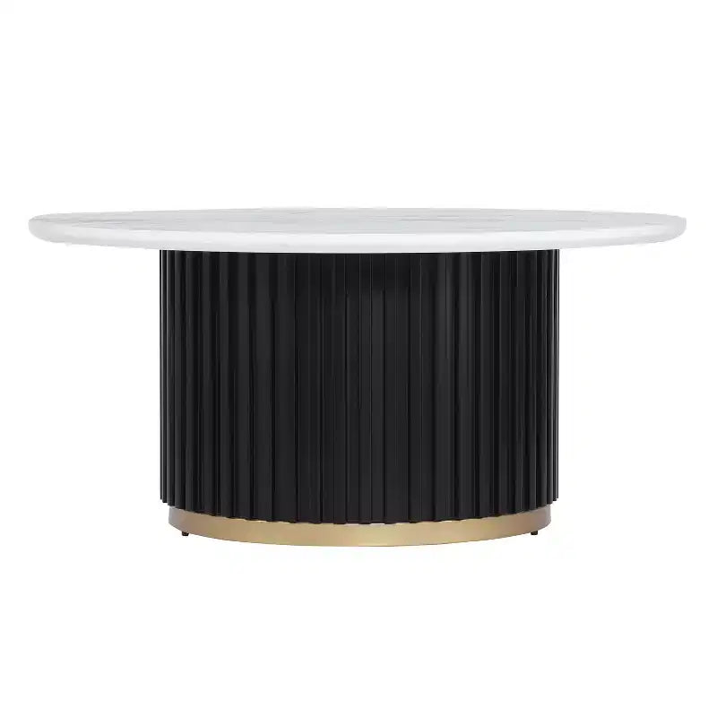 Table basse ronde moderne en bois et fer