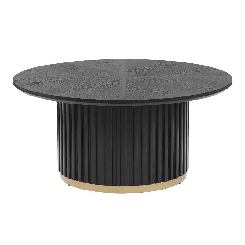 Table basse ronde moderne en bois et fer