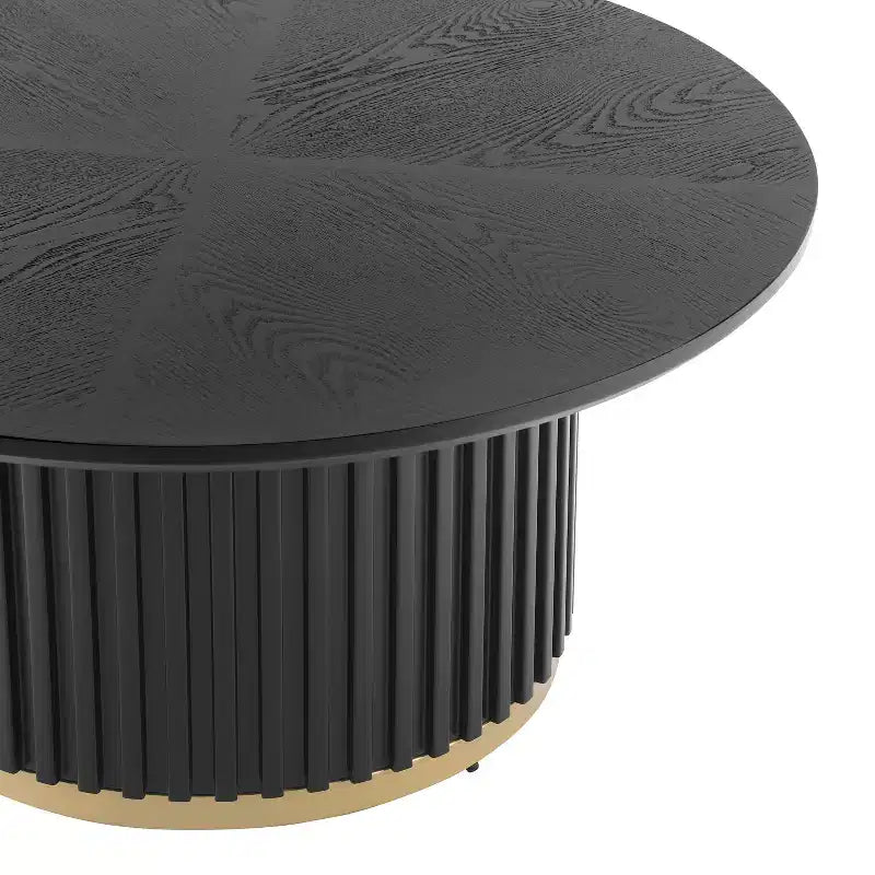 Table basse ronde moderne en bois et fer