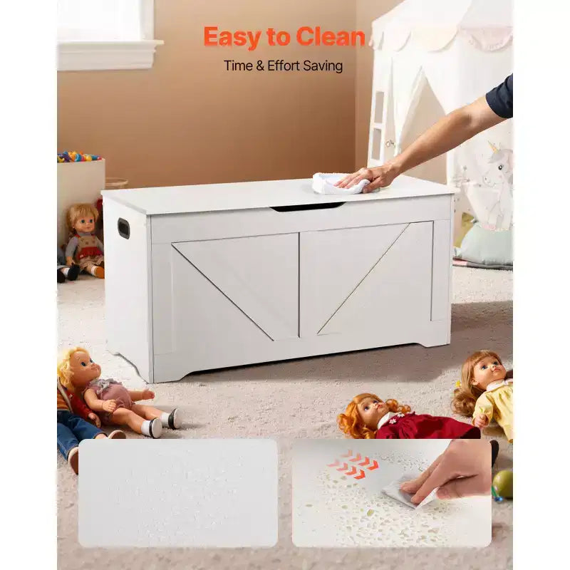 Banc de rangement pour enfants avec charnière de sécurité