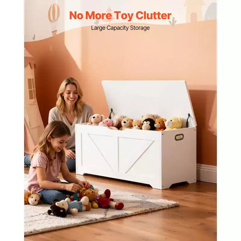 Banc de rangement pour enfants avec charnière de sécurité