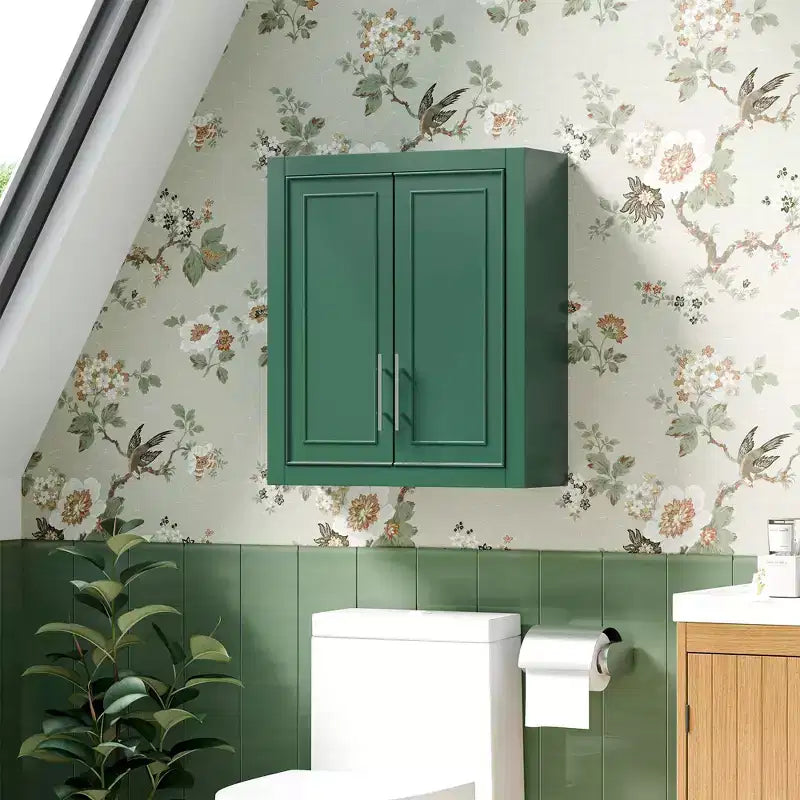 Armoire murale de salle de bain à double porte, meuble de rangement au-dessus des toilettes