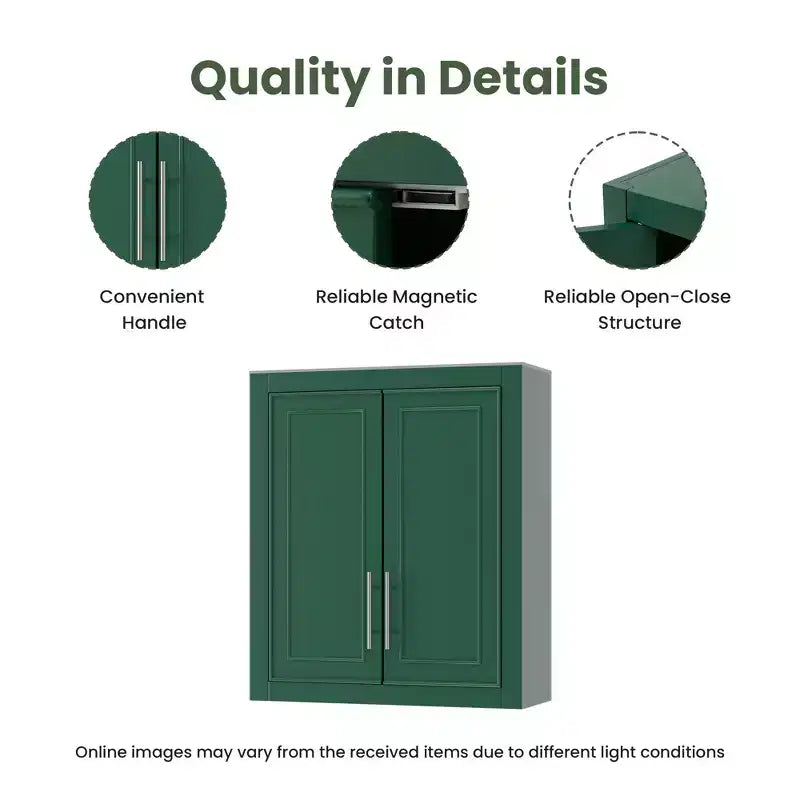 Armoire murale de salle de bain à double porte, meuble de rangement au-dessus des toilettes