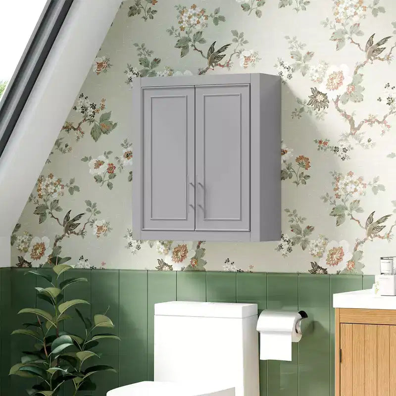 Armoire murale de salle de bain à double porte, meuble de rangement au-dessus des toilettes