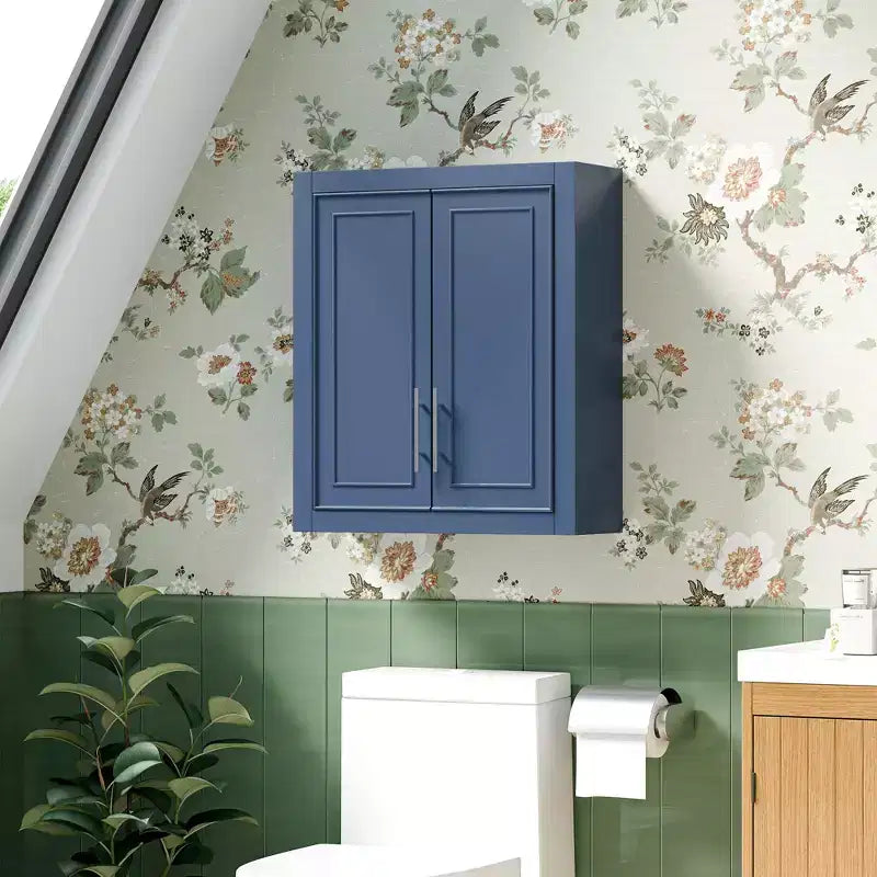 Armoire murale de salle de bain à double porte, meuble de rangement au-dessus des toilettes