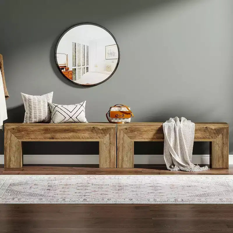 Banc d'entrée en bois, banc de ferme avec rangement