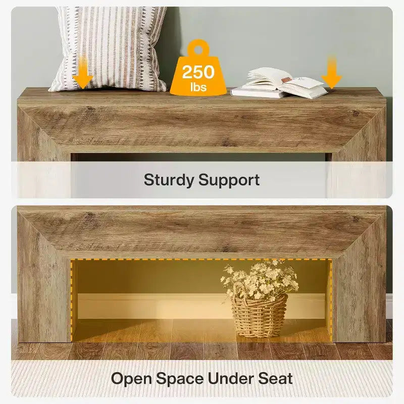 Banc d'entrée en bois, banc de ferme avec rangement