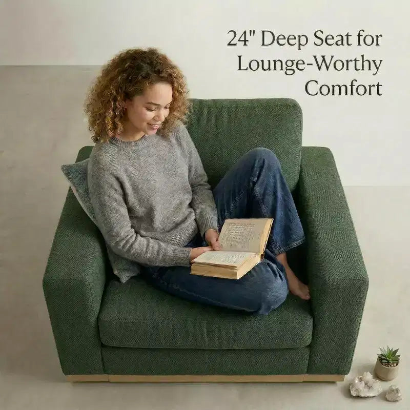 Fauteuil d'appoint 42" pour salon, Grand fauteuil simple et large, Fauteuil en tissu chenille