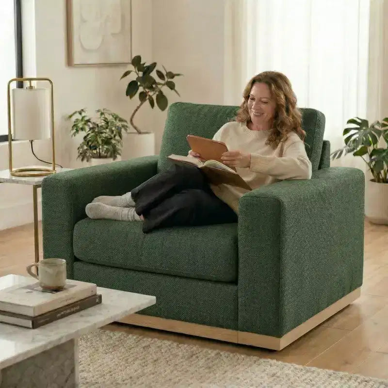 Fauteuil d'appoint 42" pour salon, Grand fauteuil simple et large, Fauteuil en tissu chenille