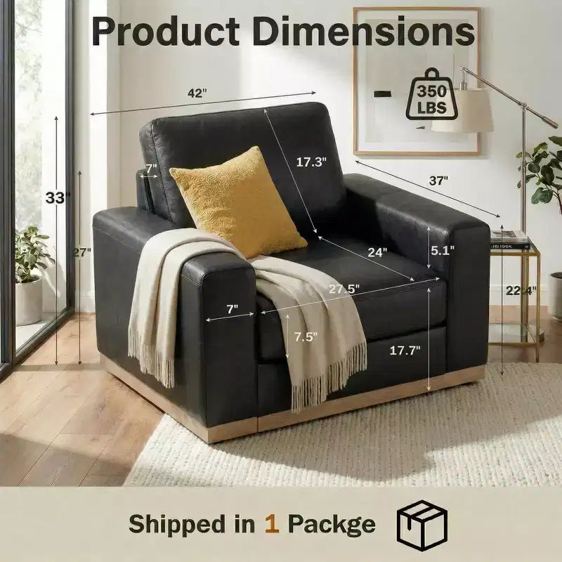 Fauteuil d'appoint 42" pour salon, Grand fauteuil simple et large, Fauteuil en tissu chenille
