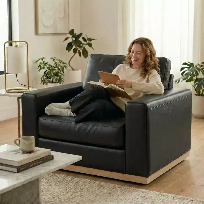 Fauteuil d'appoint 42" pour salon, Grand fauteuil simple et large, Fauteuil en tissu chenille