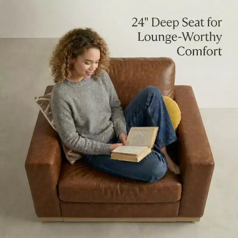 Fauteuil d'appoint 42" pour salon, Grand fauteuil simple et large, Fauteuil en tissu chenille