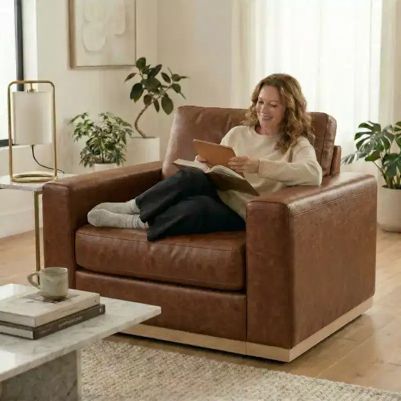 Fauteuil d'appoint 42" pour salon, Grand fauteuil simple et large, Fauteuil en tissu chenille