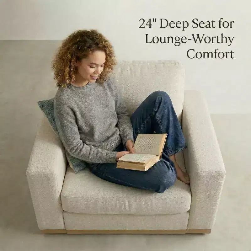 Fauteuil d'appoint 42" pour salon, Grand fauteuil simple et large, Fauteuil en tissu chenille