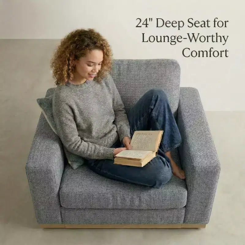 Fauteuil d'appoint 42" pour salon, Grand fauteuil simple et large, Fauteuil en tissu chenille