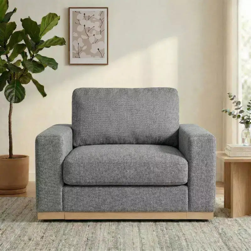 Fauteuil d'appoint 42" pour salon, Grand fauteuil simple et large, Fauteuil en tissu chenille
