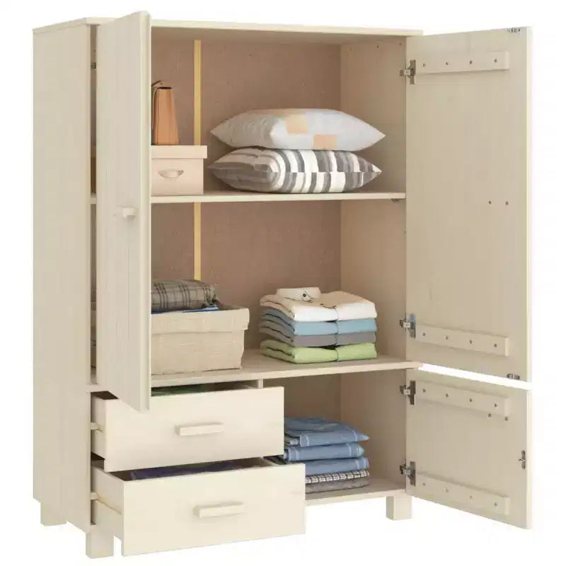 Armoire gris foncé en pin massif, MDF Armoire moyenne