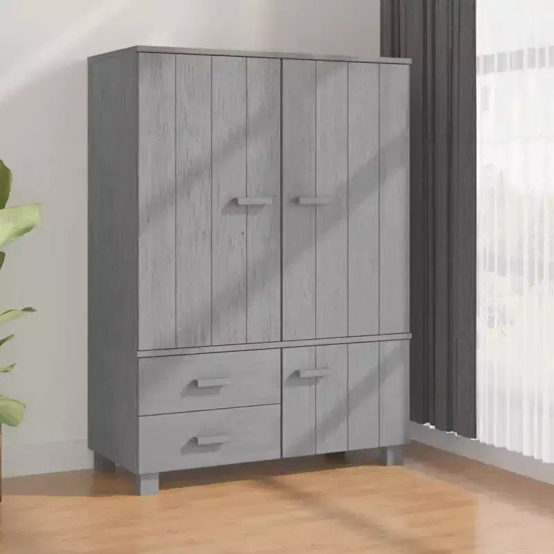 Armoire gris foncé en pin massif, MDF Armoire moyenne