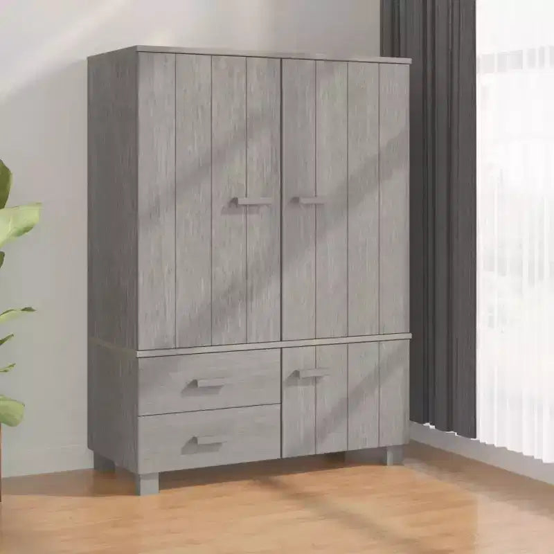 Armoire gris foncé en pin massif, MDF Armoire moyenne