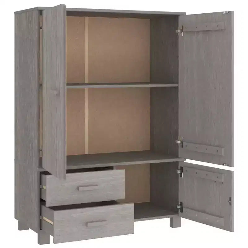 Armoire gris foncé en pin massif, MDF Armoire moyenne