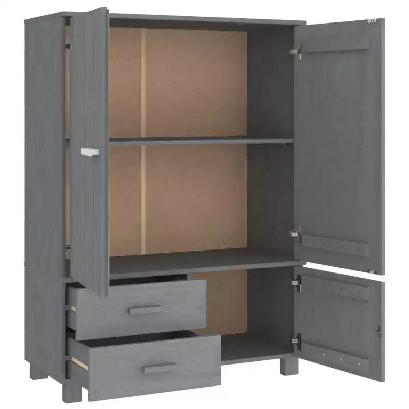 Armoire gris foncé en pin massif, MDF Armoire moyenne