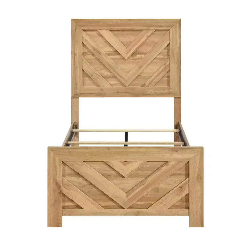 Cadre de lit rustique en bois à motif chevrons pour la tête et le pied de lit