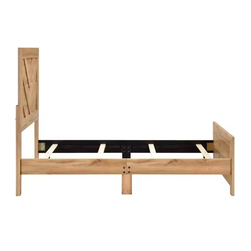 Cadre de lit rustique en bois à motif chevrons pour la tête et le pied de lit