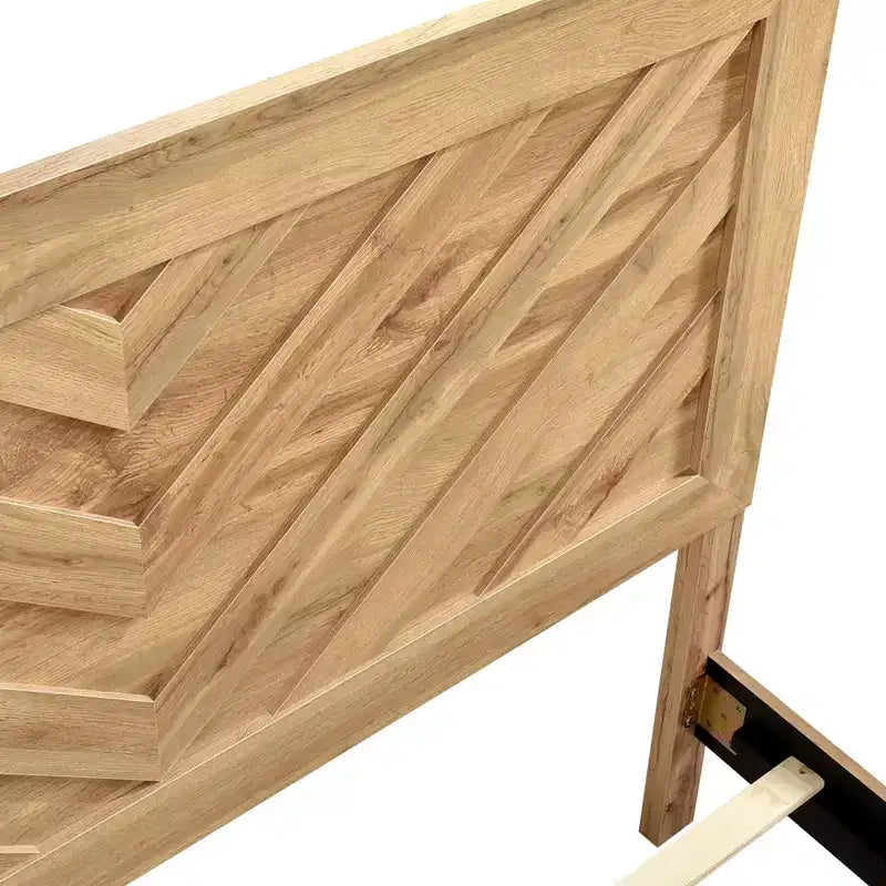 Cadre de lit rustique en bois à motif chevrons pour la tête et le pied de lit