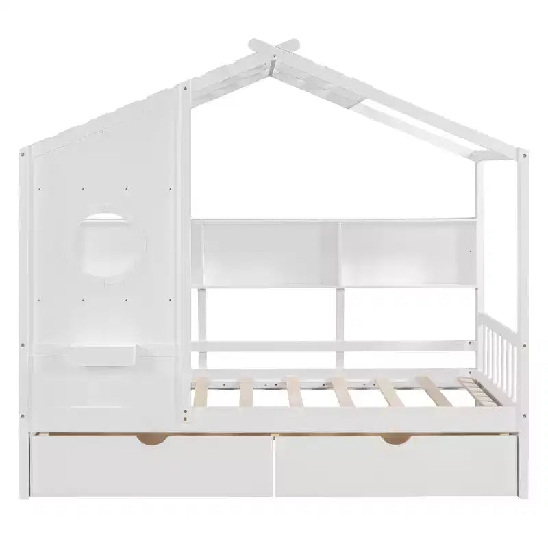 Lit cabane en bois de taille simple avec 2 tiroirs